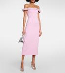 Платье миди из кади, украшенное кристаллами David Koma, розовый - фото 2
