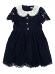 Платье с кружевным воротником Self-Portrait Kids, синий - фото
