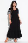 Платье миди из креп-джерси Nova с вышивкой и рукавами Pour Moi, черный - фото