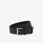 Кожаный ремень с логотипом Prada, черный - фото