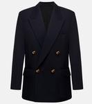 Двубортный шерстяной пиджак Bottega Veneta, синий - фото