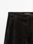 Узкие расклешенные бархатные брюки Massimo Dutti, шоколадный - фото 4