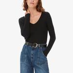 Топ из джерси в рубчик Whistles, черный - фото 3