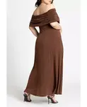 Платье макси с открытыми плечами Plus Size ELOQUII, коричневый - фото 3