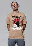 Футболка с принтом CATZILLA watapparel, бежевый - фото 3