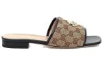 Шлепанцы женские Gucci Double G, коричневый / черный - фото 2