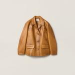 Кожаная куртка MIU MIU, бежевый - фото