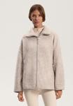 Флисовая куртка OYSHO OVERSIZE FAUX-SHEARLING, Light Grey/Beige - фото