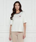 Футболка женская Marc Cain свободного кроя с длинным рукавом и окантовкой, экрю - фото