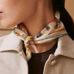 Шелковый шарф Unisex Бежевый HERMES - фото 2