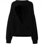 Шерстяной джемпер с вырезами Burberry, черный - фото