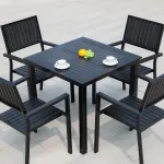 Комплект садовой мебели Green Water: 6 стульев Buck, стол прямоугольный, 160х90 см, керамогранит, черный - фото 2