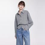 ELLE Рубашка Women's Black White Lapel Moderate - фото 3