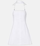 Мини-платье из хлопка с бретелью на шее Coperni, белый - фото