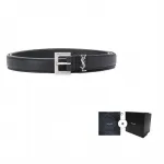 SAINT LAURENT Пояс с монограммой аппликацией, Black - фото