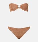 Николь бикини с декором Hunza G, Metallic Cocoa/Gold - фото