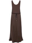 Brunello Cucinelli атласное платье макси, коричневый - фото