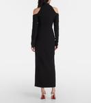 Платье миди из крепа, украшенное кристаллами Rasario, черный - фото 3