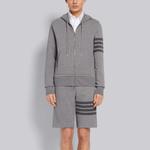 Хлопковые полосатые спортивные шорты THOM BROWNE, серые - фото 4