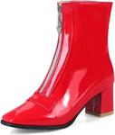Женские лаковые ботильоны на блок-каблуке, мода Klarmar, Red 2 - фото
