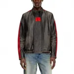 DIESEL Потертая кожаная куртка байкера, Black - фото 4