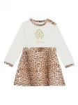 Платье с леопардовым принтом и логотипом Roberto Cavalli, белый - фото