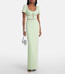 Украшенное платье из крепа Self-Portrait, зеленый - фото 2