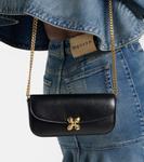 Черный кожаный плечевой рюкзак Skull Flower McQueen, Black/Gold - фото 2