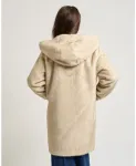 Бежевое длинное пальто с капюшоном Yes Zee, бежевый - фото 4