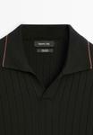 Поло Massimo Dutti RIBBED, Black - фото 7