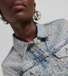 Укороченная джинсовая куртка из жаккарда Acne Studios, синий - фото 4