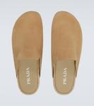 Замшевые клоги Prada, Ecru - фото 4