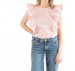 Топ с оборками Cesar розового цвета DELUC - фото