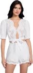 GUESS Women's Eco Short Sleeve Dessa Tie Front Top, Pure White - фото
