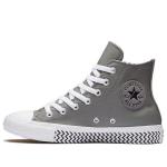 Кроссовки chuck taylor all star high top leather grey white Converse, серый - фото
