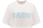 Кроп-футболка с принтом логотипа MARNI, белая - фото 2