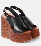 Макси кожаные сандалии на платформе Chloé, черный - фото