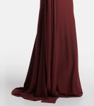 Платье из крепового джерси с драпировкой Alex Perry, бордовый - фото 5