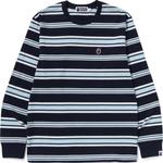 Футболка Bape One Point Stripe с длинным рукавом A BATHING APE, синий - фото