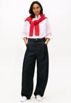 Блуза Tommy Hilfiger OXFORD RUFFLE NECK, Classic Ithaca Stp Mid Pink/Pink - фото 2