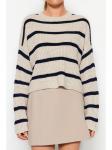 Пуловер trendyol Pullover, цвет Beige/Dunkelblau - фото 4