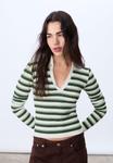 Топ Stradivarius STRIPED , Dark Green - фото