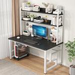 Компьютерный стол с полками Xinmeikai, домашний письменный стол для спальни, компактный ученический стол для небольших квартир и съемного жилья, черная рама + темный орех [с сетчатой спинкой], 100х60х170 см - фото 10