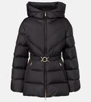 Бежевая стеганая куртка с капюшоном и поясом Moncler - фото