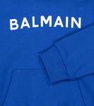 Худи из хлопкового джерси с логотипом Balmain, синий - фото 3