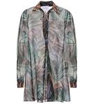 Платье-рубашка из принтованного жоржета-ламе Halpern, Pink Green - фото