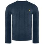 Мужской темно-синий свитер с кабелем Lyle & Scott, синий - фото