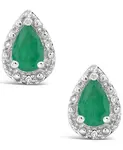 Серьги-Гвоздики с изумрудами (3/4 карата) и бриллиантами в стерлинговом серебре Macy'S, emerald - фото 3
