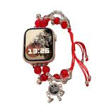 Ремешок Apple Совместимость Металлический 49мм Akkerds, Серебристый Красный, Колокольчик Благословения - фото 3