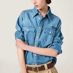 Длинная рубашка на пуговицах MIU MIU, синий - фото 4